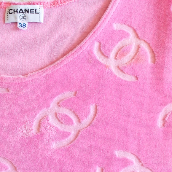 Iconic Chanel Spring 1996 Pink Velour Tunic Dress - Picture 7 of 12